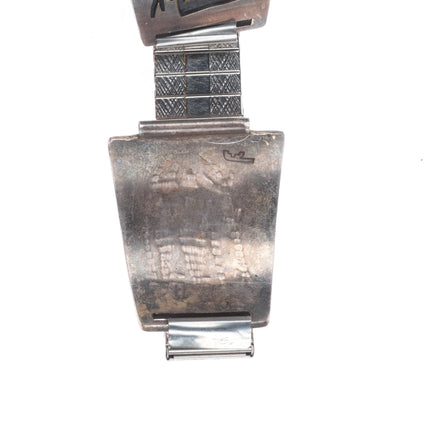 Steven Pooyouma Hopi Overlay sterling silver watch tips