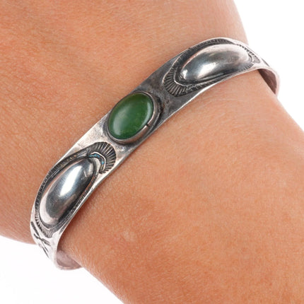 6.3" 1940's Navajo sterling silver Cerrillos turquoise cuff bracelet