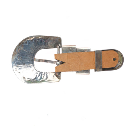 Vintage Navajo sterling silver ranger belt buckle set 3/4" NOS