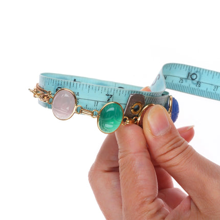 7.2" vintage solid 14k gold multi-stone carved Scarab link bracelet