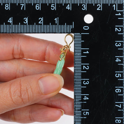 Vintage 14k gold/diamond carved moss in snow Jadeite Jade pendant