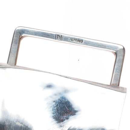 vintage Modernist sterling silver trompe l'oeil belt buckle