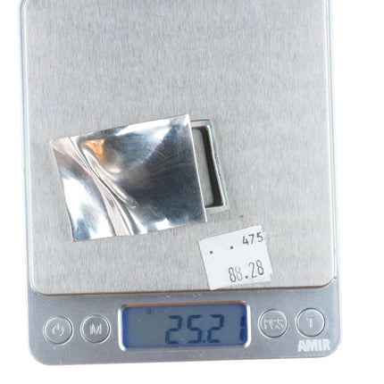 vintage Modernist sterling silver trompe l'oeil belt buckle