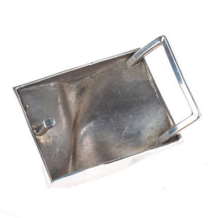 vintage Modernist sterling silver trompe l'oeil belt buckle