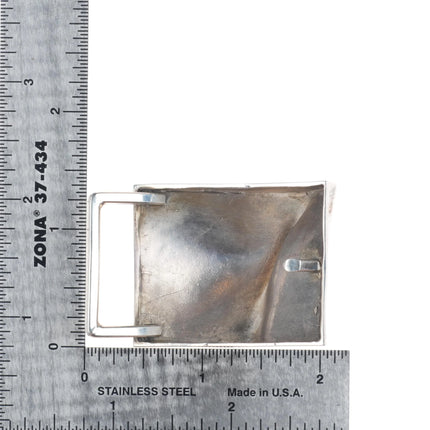 vintage Modernist sterling silver trompe l'oeil belt buckle