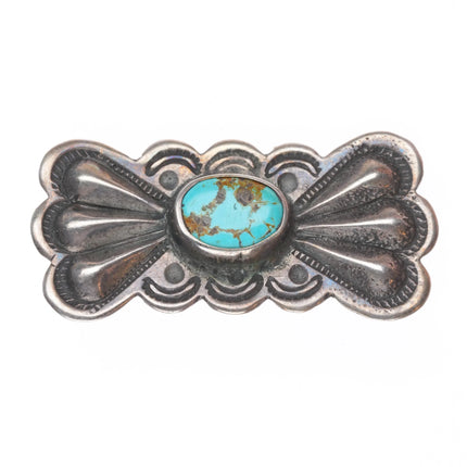 30's-40's Navajo sterling silver turquoise deep stamped butterfly pin/brooch
