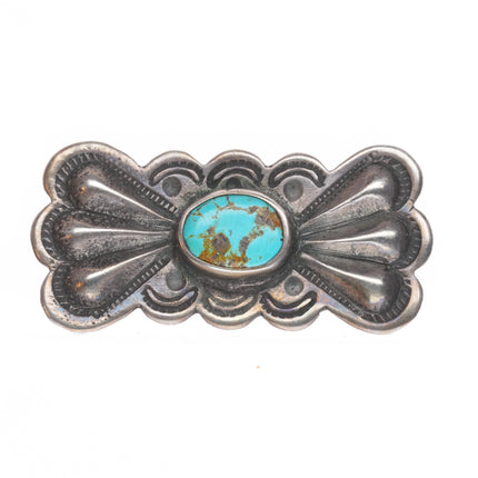 30's-40's Navajo sterling silver turquoise deep stamped butterfly pin/brooch