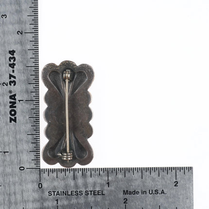 30's-40's Navajo sterling silver turquoise deep stamped butterfly pin/brooch