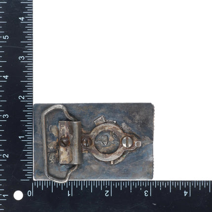 Vintage Navajo sterling silver turquoise belt buckle feather/twisted wire design