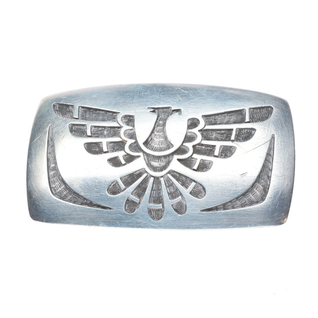 Bernard Dawahoya Hopi overlay eagle belt buckle sterling silver
