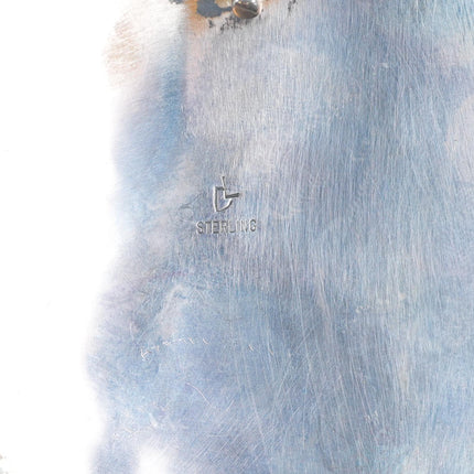 Vintage Navajo sterling silver 3 stone turquoise feather/blossom belt buckle