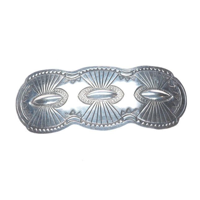 Vintage Navajo sterling silver hand stamped barrette/hair clip