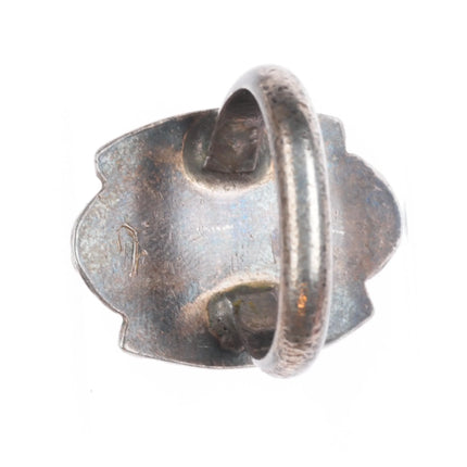 sz9.5 c1940 Navajo high grade spiderweb Royston turquoise sterling silver ring