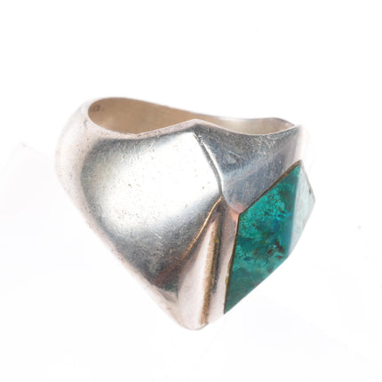 sz10.5 Mexican modernist sterling silver chrysocolla geometric ring