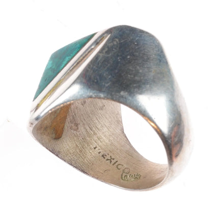 sz10.5 Mexican modernist sterling silver chrysocolla geometric ring