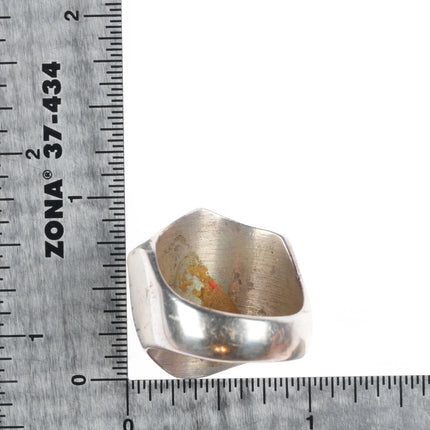 sz10.5 Mexican modernist sterling silver chrysocolla geometric ring