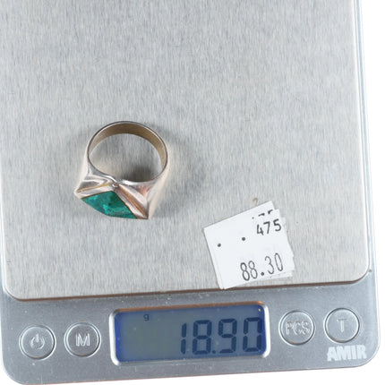 sz10.5 Mexican modernist sterling silver chrysocolla geometric ring