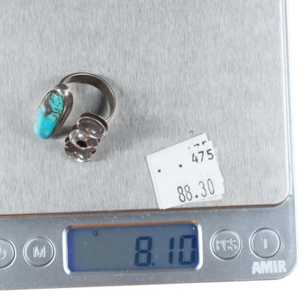 sz7 Terrence Hunt Navajo "Sun Boy" Sterling silver/turquoise modernist ring