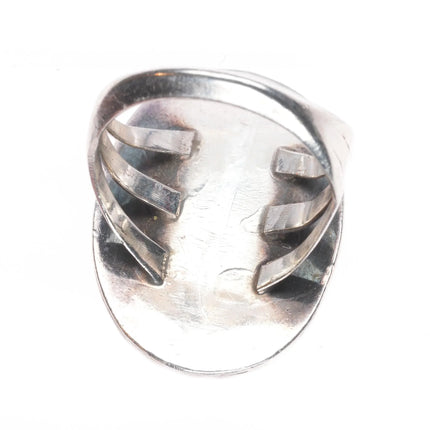 sz8.75 Navajo sterling silver rope bezel ring with nice turquoise