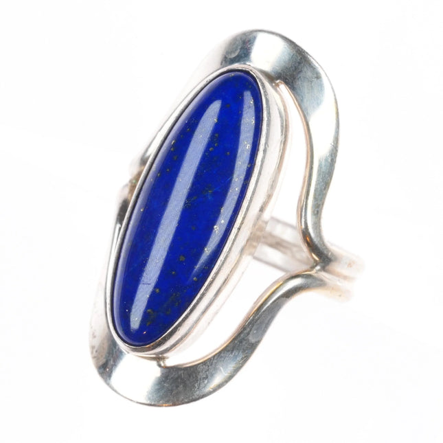 sz9  DDD  Dominique Dinouart Mexican modernist sterling silver lapis ring
