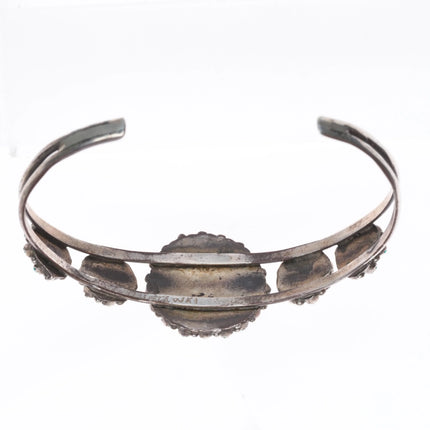6.5" Trudy Quetawki Zuni sterling silver petit point turquoise cuff bracelet