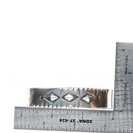 7.2" djt Southwestern hand stamped sterling silver cuff bracelet