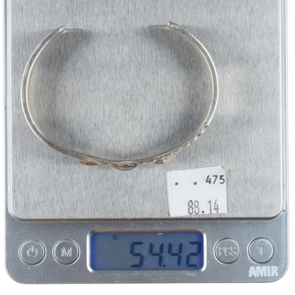 7.2" djt Southwestern hand stamped sterling silver cuff bracelet