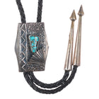 Vintage Tufa Cast sterling silver High grade turquoise Navajo or Hopi bolo tie