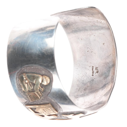 6.6" Russ Rockbridge Navajo storyteller cuff bracelet sterling silver/gold fill