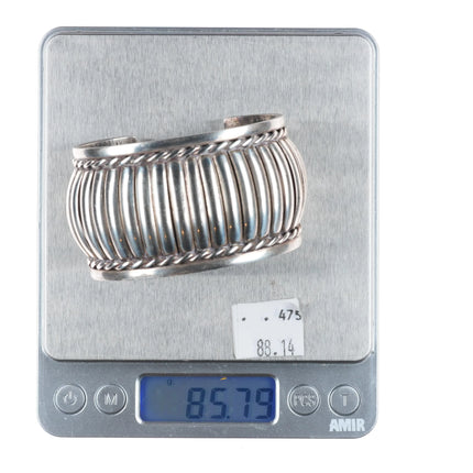 6.25" Elizabeth Guerro Navajo sterling silver fluted bars cuff bracelet