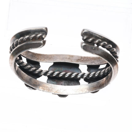 6.25" 50's-60's Navajo sterling silver butterfly sides turquoise cuff bracelet