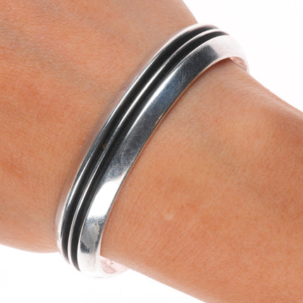 6.25" Johnny Mike Begay Navajo rails modernist sterling silver cuff bracelet