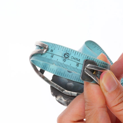6.4" Vintage Navajo sterling silver boulder turquoise cuff bracelet
