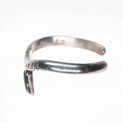 6.1" Vintage Navajo sterling silver Royston turquoise feather cuff bracelet