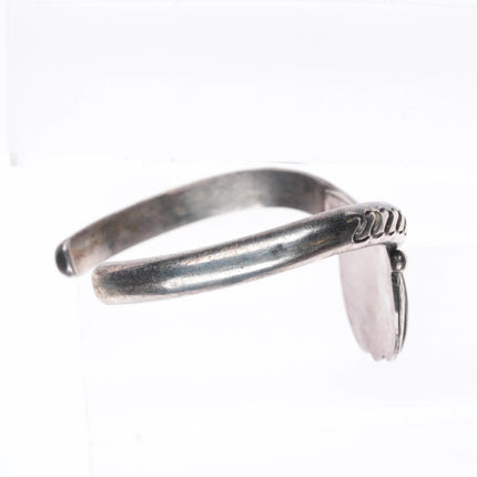 6.1" Vintage Navajo sterling silver Royston turquoise feather cuff bracelet