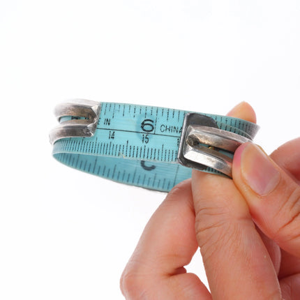 6.25" Vintage Navajo hand stamped turquoise row cuff bracelet sterling silver