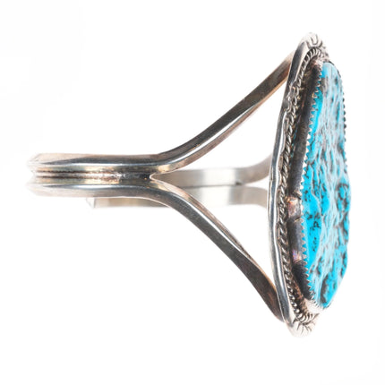 6.5" Vintage D Spencer Navajo sterling silver Kingman turquoise cuff bracelet