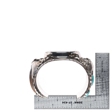 7.25" DB Navajo sterling silver vintage 1980's watch cuff bracelet w/turquoise