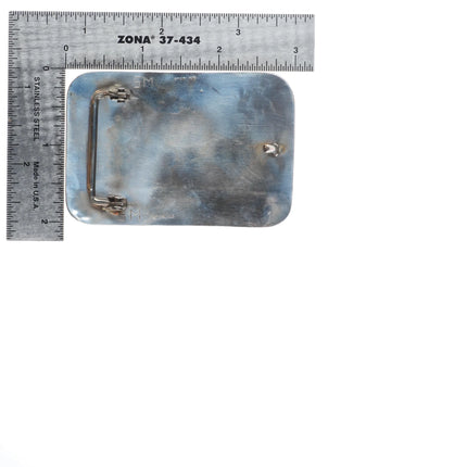 Vintage Navajo or Hopi sterling silver Kokopelli Overlay belt buckle