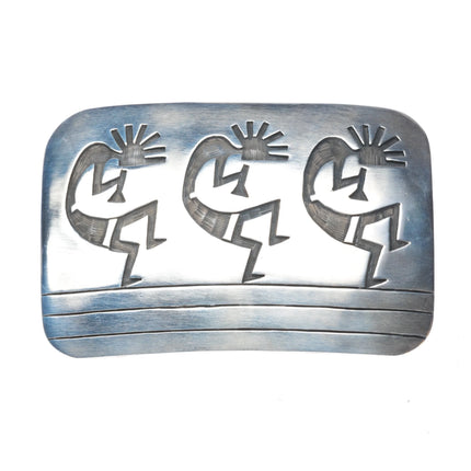 Vintage Navajo or Hopi sterling silver Kokopelli Overlay belt buckle