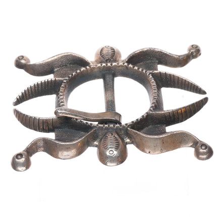 Heavy vintage Navajo tufa cast sterling silver early style belt buckle