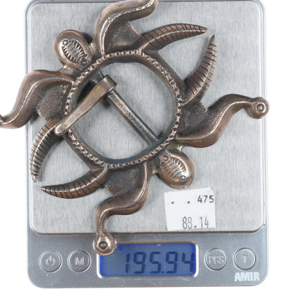 Heavy vintage Navajo tufa cast sterling silver early style belt buckle