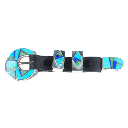 3/4" Jon Peters Navajo sterling silver, turquoise/lapis ranger belt buckle set