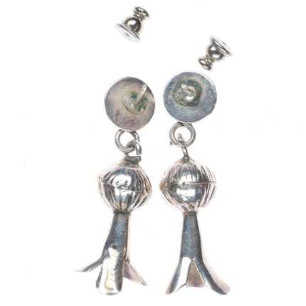 Vintage Navajo pearl fluted squash blossom earrings sterling silver