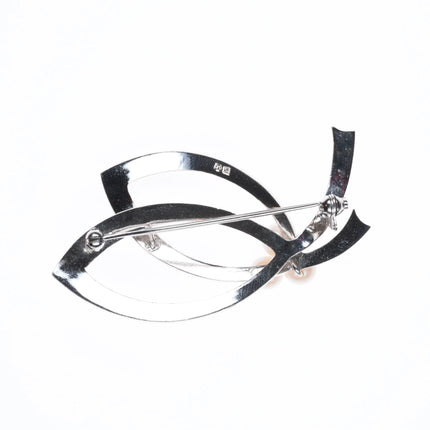 Mikimoto sterling silver modernist pearl pin/brooch