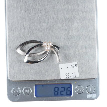 Mikimoto sterling silver modernist pearl pin/brooch