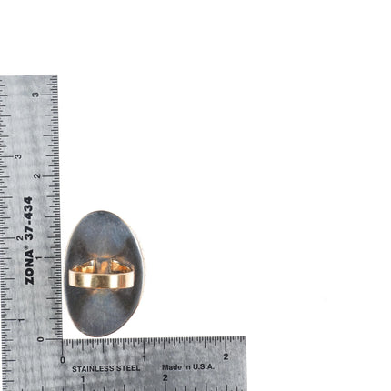 sz7 Native American 14k gold high grade turquoise ring sterling silver back