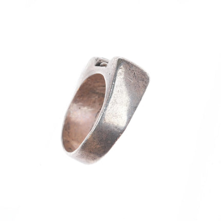 sz12.75 c1930 Navajo ingot silver green turquoise sterling silver two stone ring