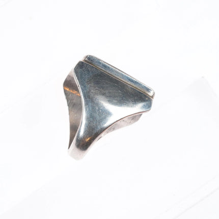 sz10 Dishta Zuni sterling silver Navajo rug pattern intarsia inlay ring