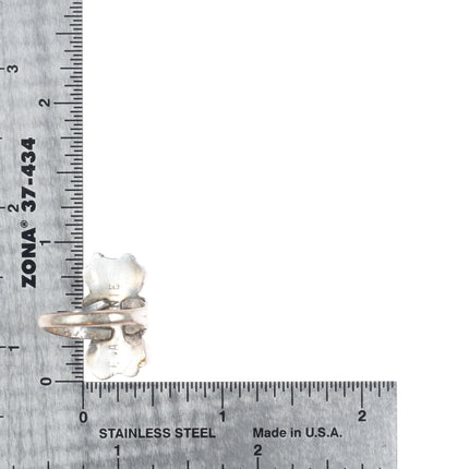 sz7.5 EA Zunie sterling silver sunface inlay turquoise petit point Zuni ring